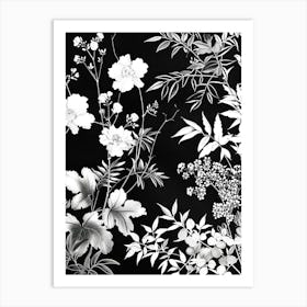 Great Japan Hokusai Monochrome Flowers 138 Art Print