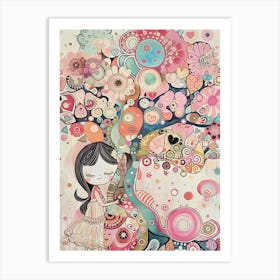 Whimsical Colorful Young Girl Art Print