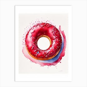 Red Velvet Donut Cute Neon 4 Art Print