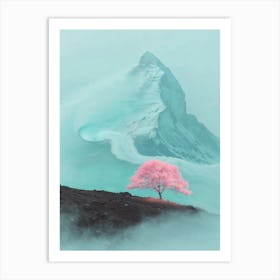 Pink Tree In The Fog Art Print