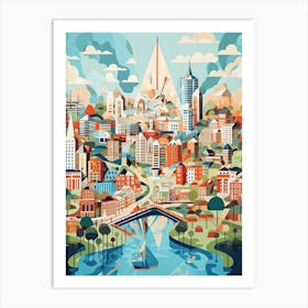 The Hague, Netherlands, Geometric Illustration 4 Art Print