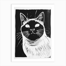 Birman Cat Linocut Blockprint 5 Art Print