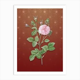 Vintage Pink Agatha Rose Botanical on Falu Red Pattern n.0568 Art Print