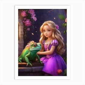 Princess And Lizard Art Print