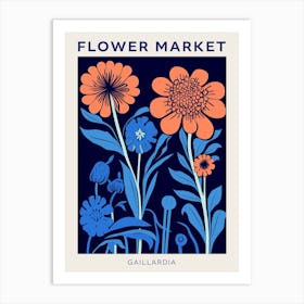 Blue Flower Market Poster Gaillardia 3 Art Print