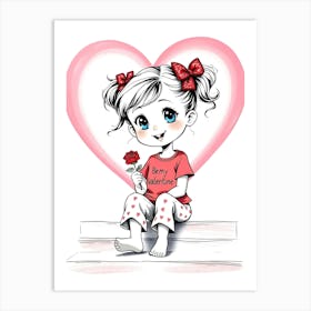 Happy Valentine'S Day Girl Art Print