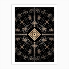 Geometric Glyph Radial Array in Glitter Gold on Black n.0010 Art Print