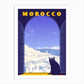 Morocco — Retro travel minimalist poster Art Print