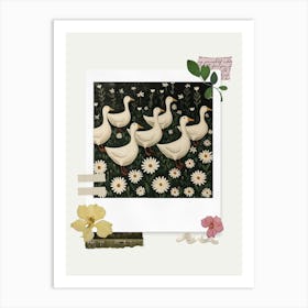 Scrapbook White Ducks Fairycore Painting 3 Art Print