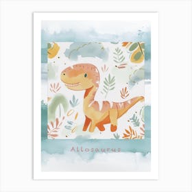 Allosaurus Dinosaur Muted Pastels Pattern 3 Poster Art Print