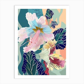 Colourful Flower Illustration Hollyhock 1 Art Print