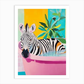 Zebra In A Bathtub Art Print