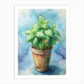 Watercolor Of Basil Art Print