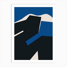 Blue And Black Plain Abstract Art Print