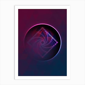 Geometric Neon Glyph on Jewel Tone Triangle Pattern 369 Art Print