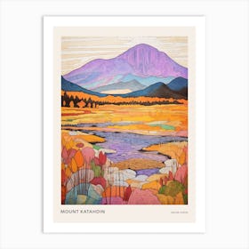 Mount Katahdin United States 2 Colourful Mountain Illustration Poster Art Print