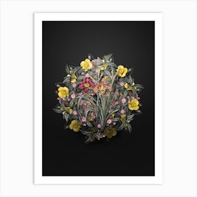 Vintage Orange Day Lily Flower Wreath on Wrought Iron Black n.2369 Art Print