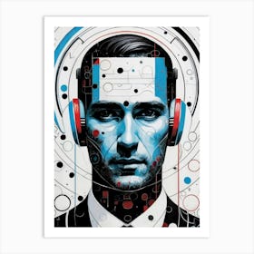 Man With Headphones 13 Art Print