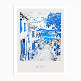 Crete Greece 2 Mediterranean Blue Drawing Poster Art Print