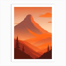 Misty Mountains Vertical Composition In Orange Tone 229 Art Print