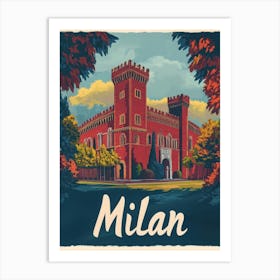 Aihrgdesign A Retro Travel Poster For Milan 2 Art Print