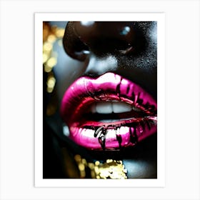 Black & Gold Lips Art Print