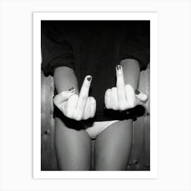 Middle Finger Vintage Feminist Black And White Art Print