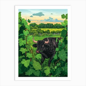 Bull In The Vineyard Art Print