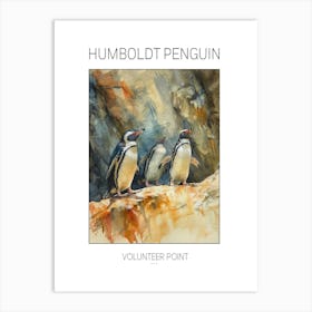 Humboldt Penguin Volunteer Point Watercolour Painting 1 Poster Art Print