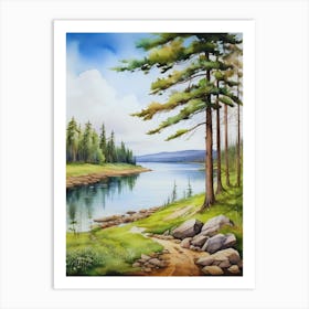 Watercolour Of A Lake 5 Art Print