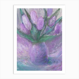 Purple Tulips - floral flower vertical hand painted bedroom impressionism Art Print