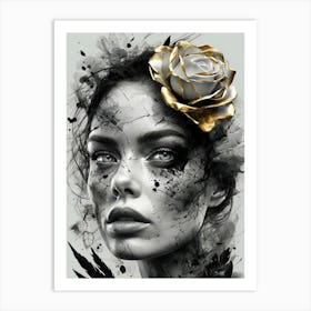 Black And White Portrait Of A Woman 1 Art Print