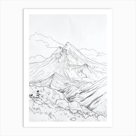 Pico De Orizaba Mexico Line Drawing 3 Art Print