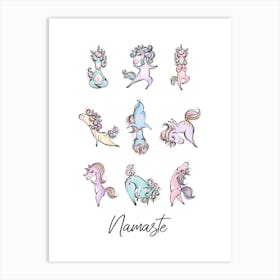 Namaste Unicorns Art Print