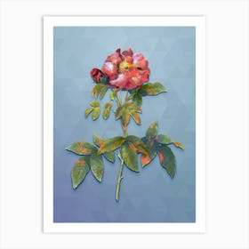 Vintage Provins Rose Botanical Art on Summer Song Blue n.1592 Art Print