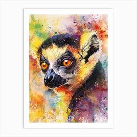 Lemur Colourful Watercolour 4 Art Print