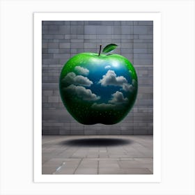 Green Apple With Clouds Art Print