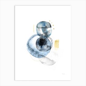 Turns In Black Blue And Gold Art Print