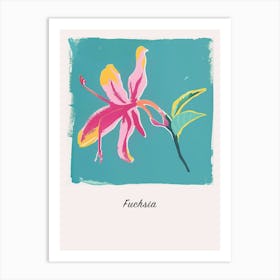 Fuchsia 2 Square Flower Illustration Poster Art Print