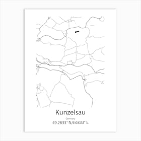 Kunzelsau,Germany Minimalist Map Art Print