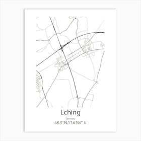 Eching,Germany Minimalist Map Art Print