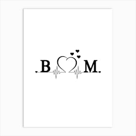 Personalized Couple Name Initial B And M Monogram Art Print