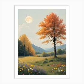 Moonlight In The Meadow 1 Art Print