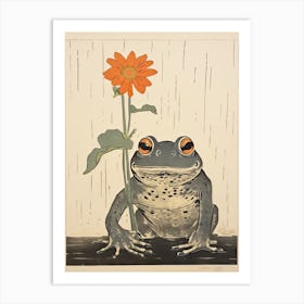 Frog And Daisy,  Matsumoto Hoji Inspired Japanese 2 Art Print