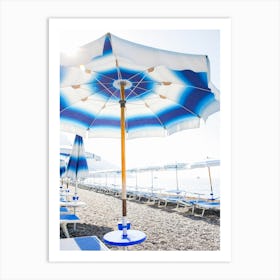 Positano Blue Umbrella Art Print