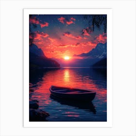 Sunset In The Mountains 75 Art Print