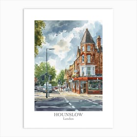 Hounslow London Borough   Street Watercolour 1 Poster Art Print