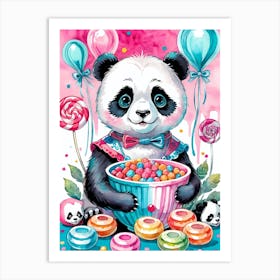 Cute Skeleton Panda Halloween Painting (6) Art Print