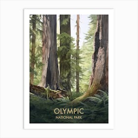 Olympic National Park Watercolour Vintage Travel Poster 3 Art Print