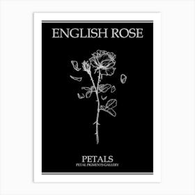 English Rose Petals Line Drawing 2 Poster Inverted Art Print